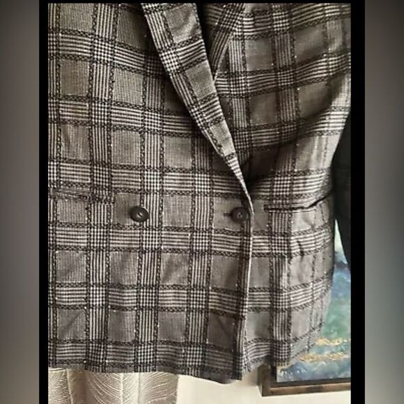 Vintage Gianni Versace 80s-90s Black/Gray Plaid Made In Italy Blazer Wool Blend - Picture 16 of 16